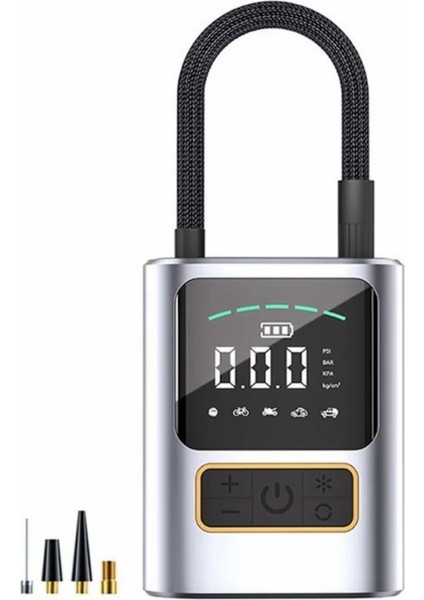 60W 4000MAH Şarjlı 150PSİ Ultra Hızlı Lastik Şişirme Hava Kompresörü, Araç,motor,top Şişirme Pompası