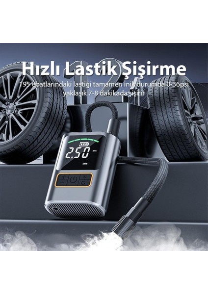 60W 4000MAH Şarjlı 150PSİ Ultra Hızlı Lastik Şişirme Hava Kompresörü, Araç,motor,top Şişirme Pompası modelleri