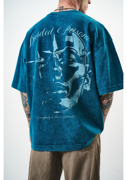 Erkek Divided Personas Baskılı Yıkamalı Oversize T-Shirt Bordo fırsatları
