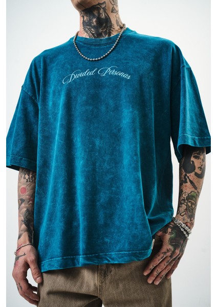 Erkek Divided Personas Baskılı Yıkamalı Oversize T-Shirt Bordo indirimleri