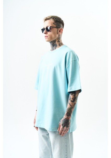Erkek Memory Baskılı Oversize T-Shirt Bebe Mavi modelleri