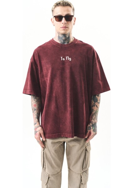 Erkek To Fly Baskılı Yıkamalı Oversize T-Shirt Siyah fiyatları