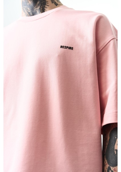 Erkek Respire Yazı Detaylı Oversize T-Shirt Bebe Mavi fırsatları