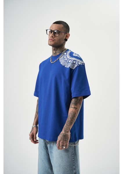Erkek Minimalism Series Nakışlı Oversize T-Shirt Saks modelleri
