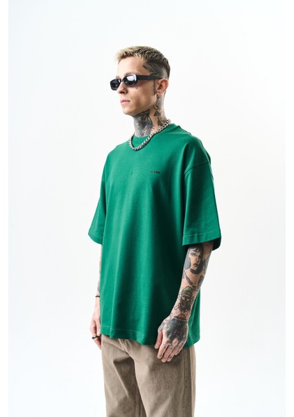 Erkek Respire Yazı Detaylı Oversize T-Shirt Nefti fiyatları