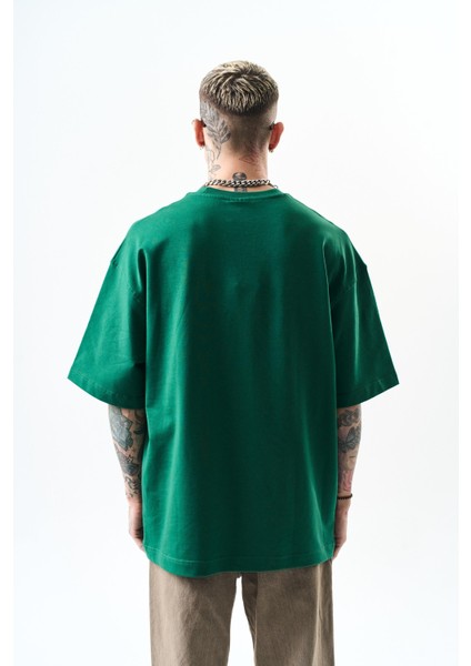 Erkek Respire Yazı Detaylı Oversize T-Shirt Nefti modelleri