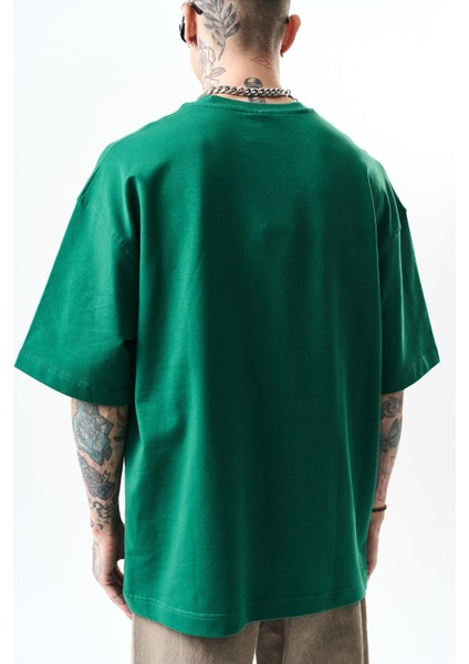 Erkek Respire Yazı Detaylı Oversize T-Shirt Nefti indirimleri