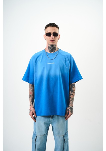 Erkek Res Studio Yazılı Oversize T-Shirt Ekru