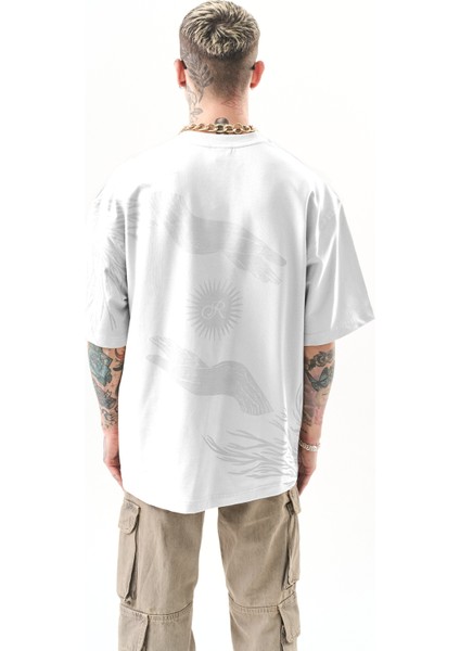 Erkek Hand Baskılı Oversize T-Shirt Siyah
