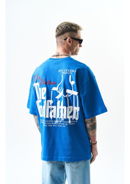 Erkek Godfather Baskılı Oversize T-Shirt Siyah modelleri