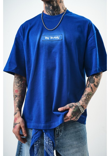 Erkek Try To Pray Nakışlı Oversize T-Shirt Saks fırsatları