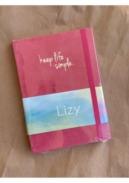 Atakids Lizy Mottolu Suni Deri Velur Kapak Çizgili Defter 14X20 Cm, 168 Sayfa