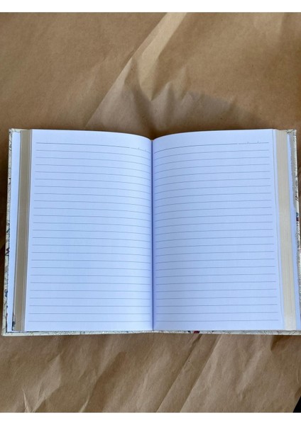 Atakids Lizy Deri Kapaklı Çiçek Desenli Çizgili Defter | 14X20 cm | 70 Yaprak | Sert Kapak |
