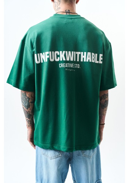 Erkek Unfuckwithable Baskılı Oversize T-Shirt Nefti indirimleri