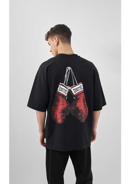 Erkek Challenger Baskılı Oversize T-Shirt Beyaz
