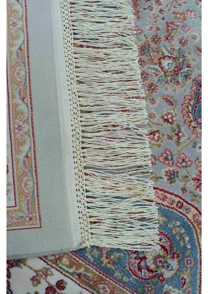 Bambu Iplikten Dokuma Parlak Tuşeli Mavi ve Gri Renk Mihraplı Seccade (83 x 125 cm )