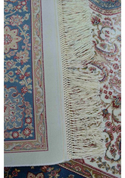 Bambu Iplikten Dokuma Parlak Tuşeli Krem ve Lacivert Renk Mihraplı Seccade (83 x 125 cm ) fırsatları
