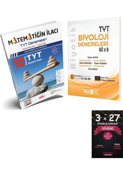Acil Tyt Matematiğin Ilacı Matematik Denemeleri+Biyotik Tyt Biyoloji Biyotik 60 x 6 Denemeleri