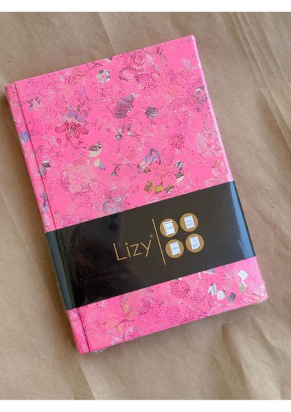 Atakids Lizy Deri Kapaklı Çiçek Desenli Çizgili Defter | 14X20 cm | 70 Yaprak | Sert Kapak |