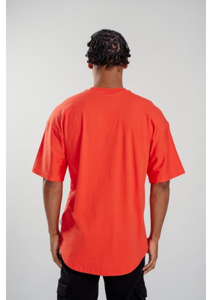 Erkek Basic Oval Kesim Oversize T-Shirt Kemik
