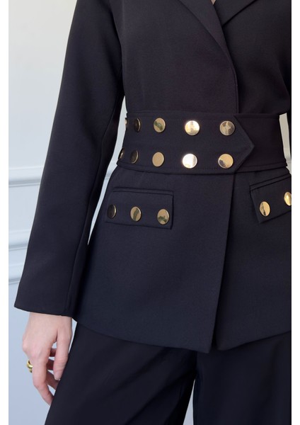 Çıtçıtlı Premium Blazer Ceket- Siyah fiyatları
