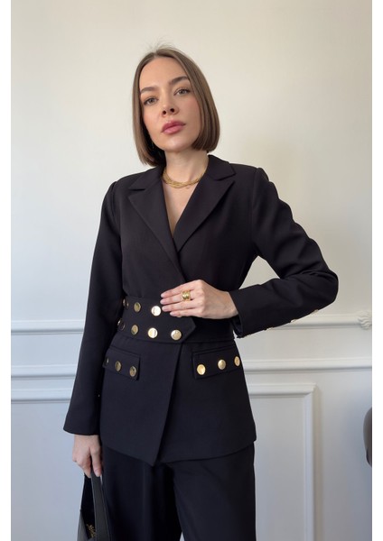 Çıtçıtlı Premium Blazer Ceket- Siyah modelleri