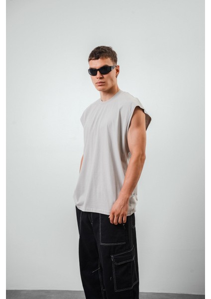 Erkek Basic Sıfır Kol Oversize T-Shirt Siyah fiyatları