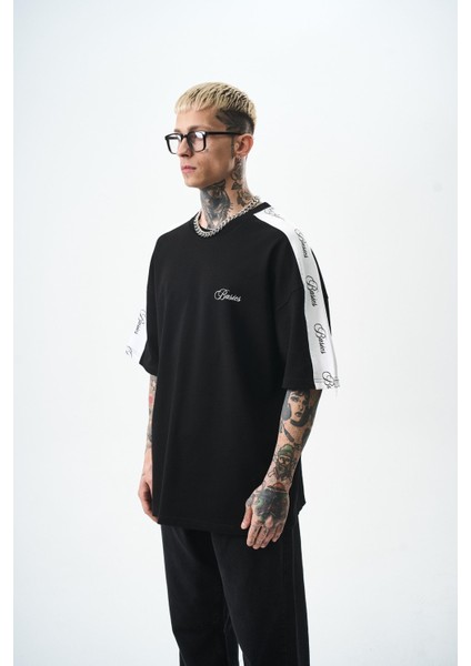 Erkek Basics Şeritli Oversize T-Shirt Bebe Mavi fiyatları