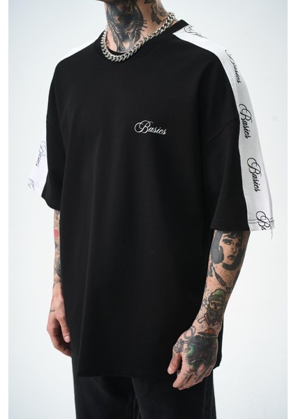 Erkek Basics Şeritli Oversize T-Shirt Bebe Mavi fırsatları