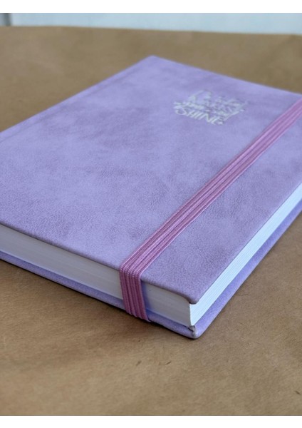 Atakids Lizy Mottolu Suni Deri Velur Kapak Çizgili Defter 14X20 Cm, 168 Sayfa
