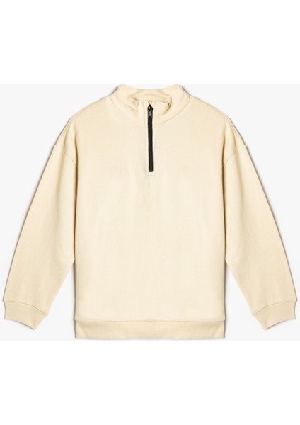 Pamuklu Fermuarlı Şardonlu Dik Yaka Sweatshirt ve Şort Seti fiyatları