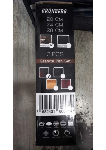 GR-4002 3prç Döküm Tava Set