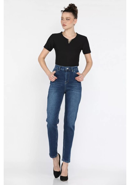 Kadın Büyük Beden Likralı Mom Jean Kot Pantolon P-00016013