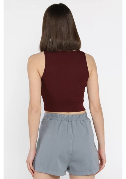 Kadın Bisiklet Yaka Sıfır Kol Basic Body Bluz P-00015917