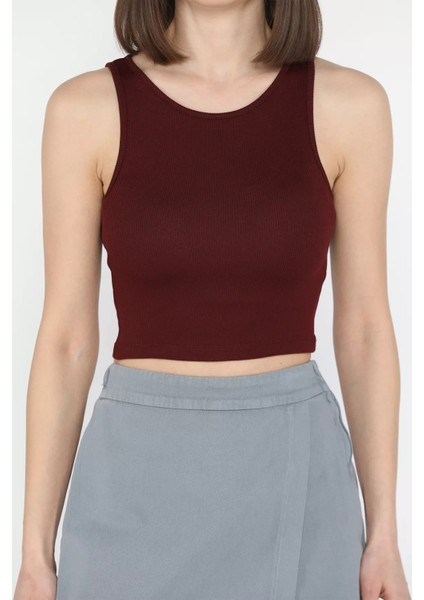 Kadın Bisiklet Yaka Sıfır Kol Basic Body Bluz P-00015917