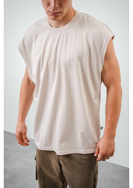 Erkek Basic Sıfır Kol Oversize T-Shirt Siyah indirimleri