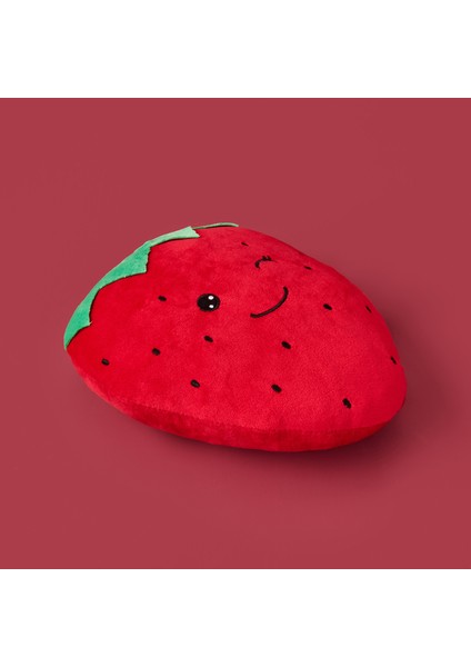 Soft Çilek Figürlü Yastık - Kırmızı - 25 cm