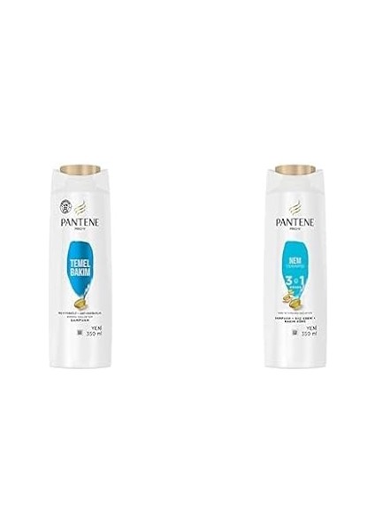 Temel Bakım Şampuan 350 ml & Pantene Nem Terapisi 3'ü1 Arada Şampuan, 350 ml