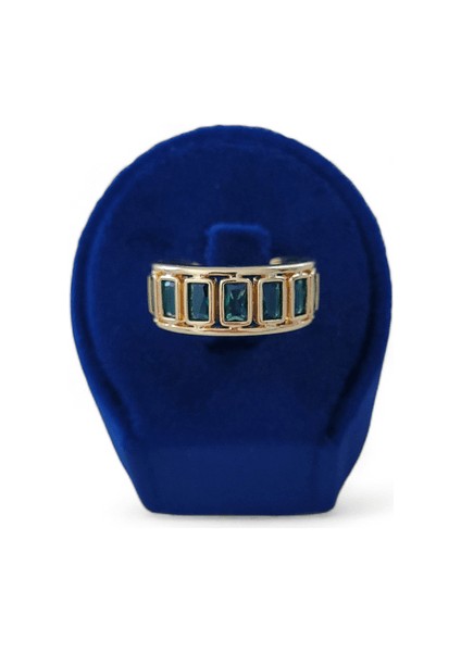 Yeşil Taşlı Kadın Çelik Yüzük Gold