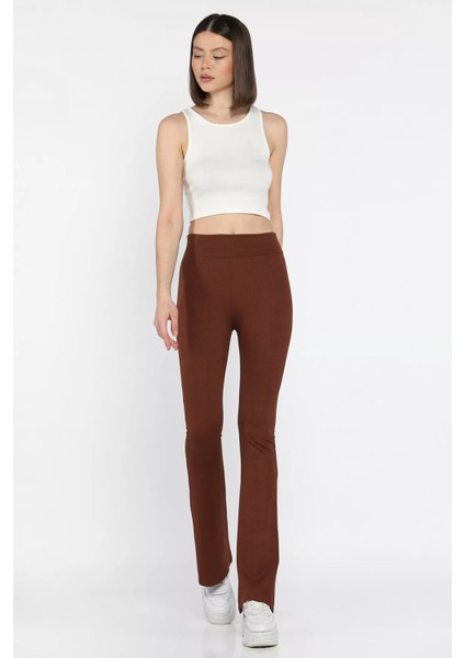 Kadın Yüksek Bel Ispanyol Paça Fitilli Tayt P-00015942 fiyatları