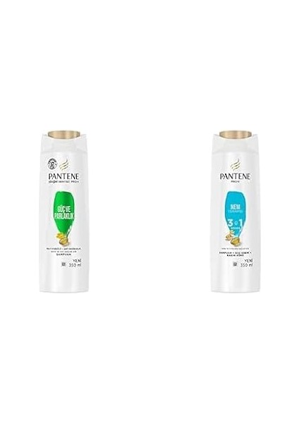 Doğal Stez Güç ve Parlaklık Şampuan 350 ml & Pantene Nem Terapisi 3'ü1 Arada Şampuan, 350