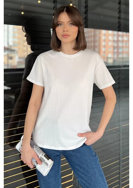 Kadın Bisiklet Yaka Basic Tişört