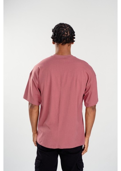 Erkek Basic Oversize T-Shirt Mürdüm