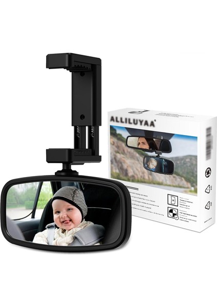 Bebek Dikiz Aynası, Yaylı Klipsli, 360° Döndürülebilir, Kırılmaz Cam