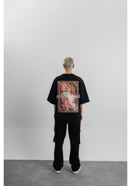 Erkek Rustic Feel Inside Baskılı Oversize T-Shirt Siyah