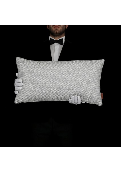Mira Akrilik Pamuklu Keten 35*65 Düz Dikişli Kırlent Gri