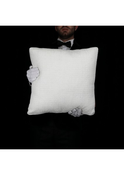 Mira Akrilik Pamuklu Keten 45*45 Façalı Kırlent Beyaz