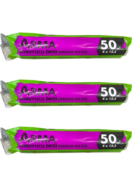 Naylon Tadilat Boya Koruyucu Örtü Poşet Folyo - 4X12.5 Metre - 50 M2 - 3 Paket