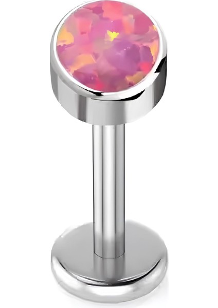 F136 Titanyum Opal Taşlı Piercing - Tragus, Helix, Lobe Piercing - Titanyum Piercing