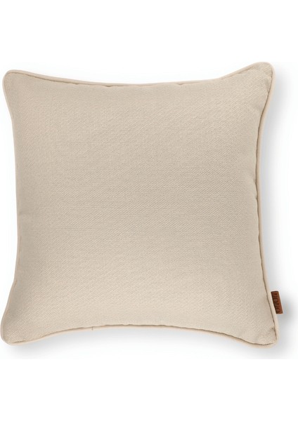 Lara Modern Keten & Nubuk Kombin 50*50 Biyeli Kırlent Krem
